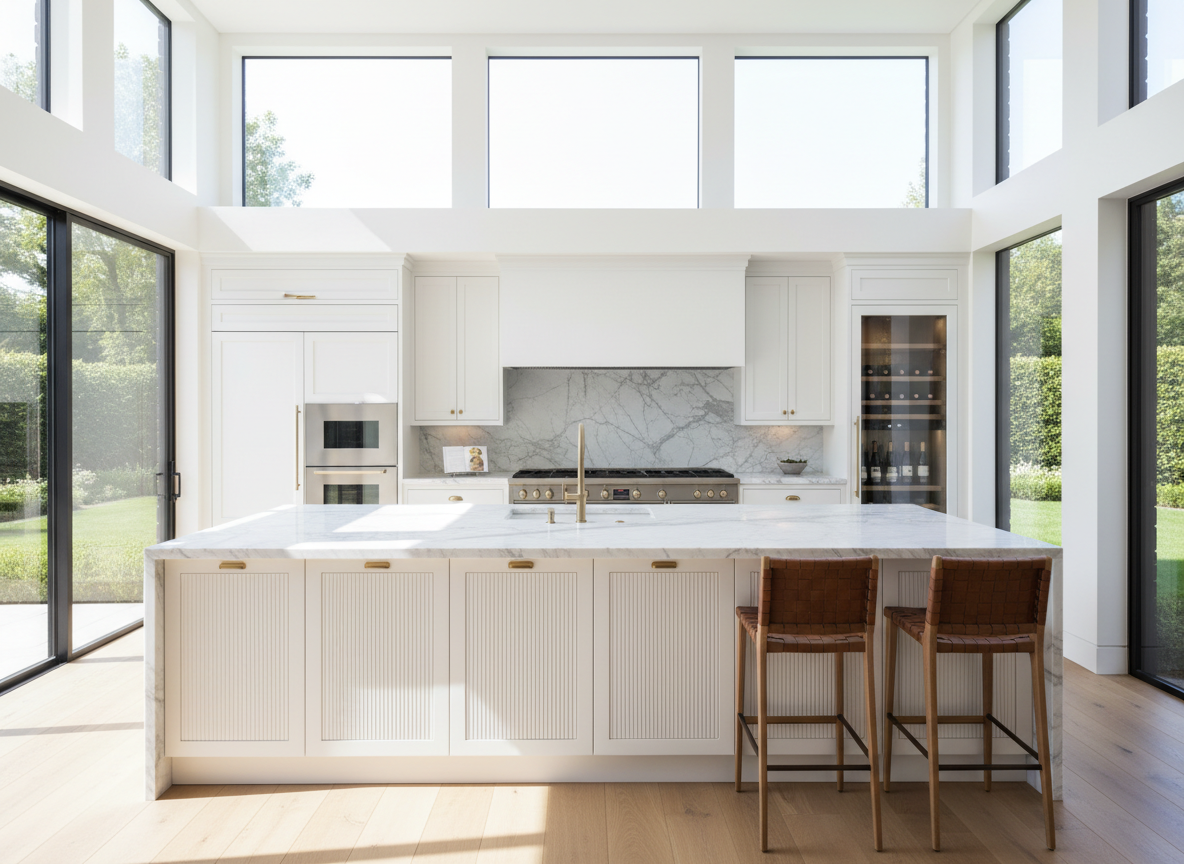 Luxury modern kitchen with premium Viking-style appliances